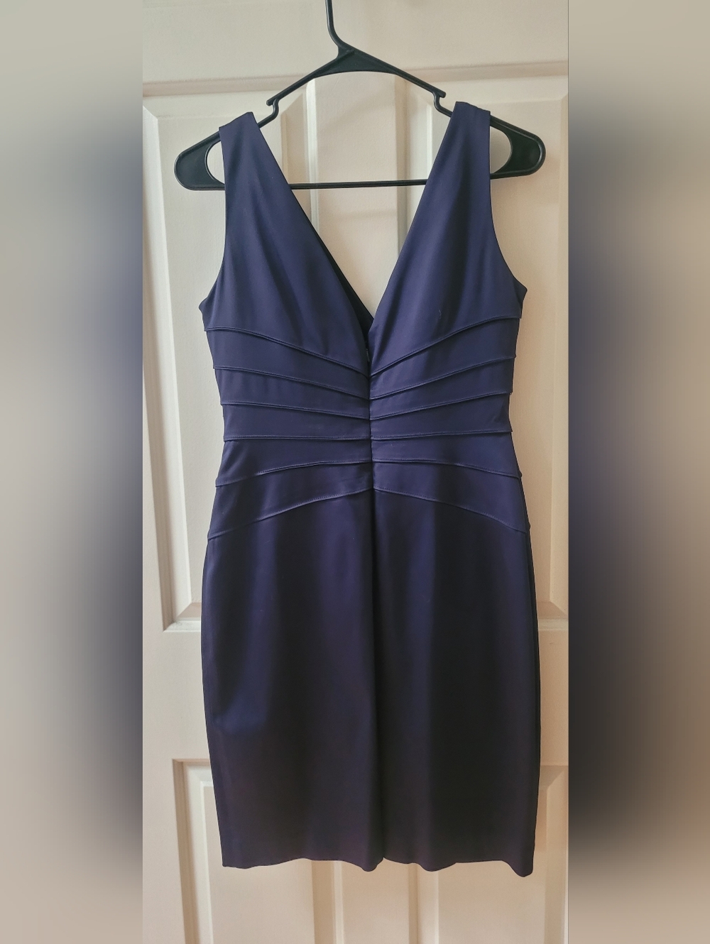 Jones New York Eggplant Sleeveless V-Neck Cocktail Dress with Rhinestone Detail - Picture 2 of 7